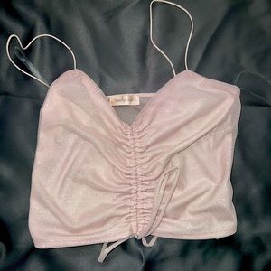 Pink Glittery Cropped Tank Top